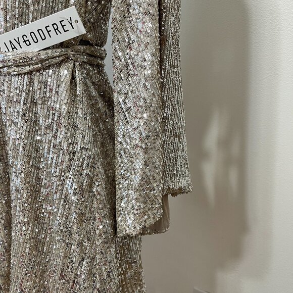 Jay Godfrey Maggie Sequin Long Sleeve Mini Dress 00 - Picture 7 of 10